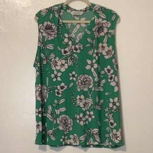 KASPER floral sleeveless size 2X Pit to Pit 28 inches